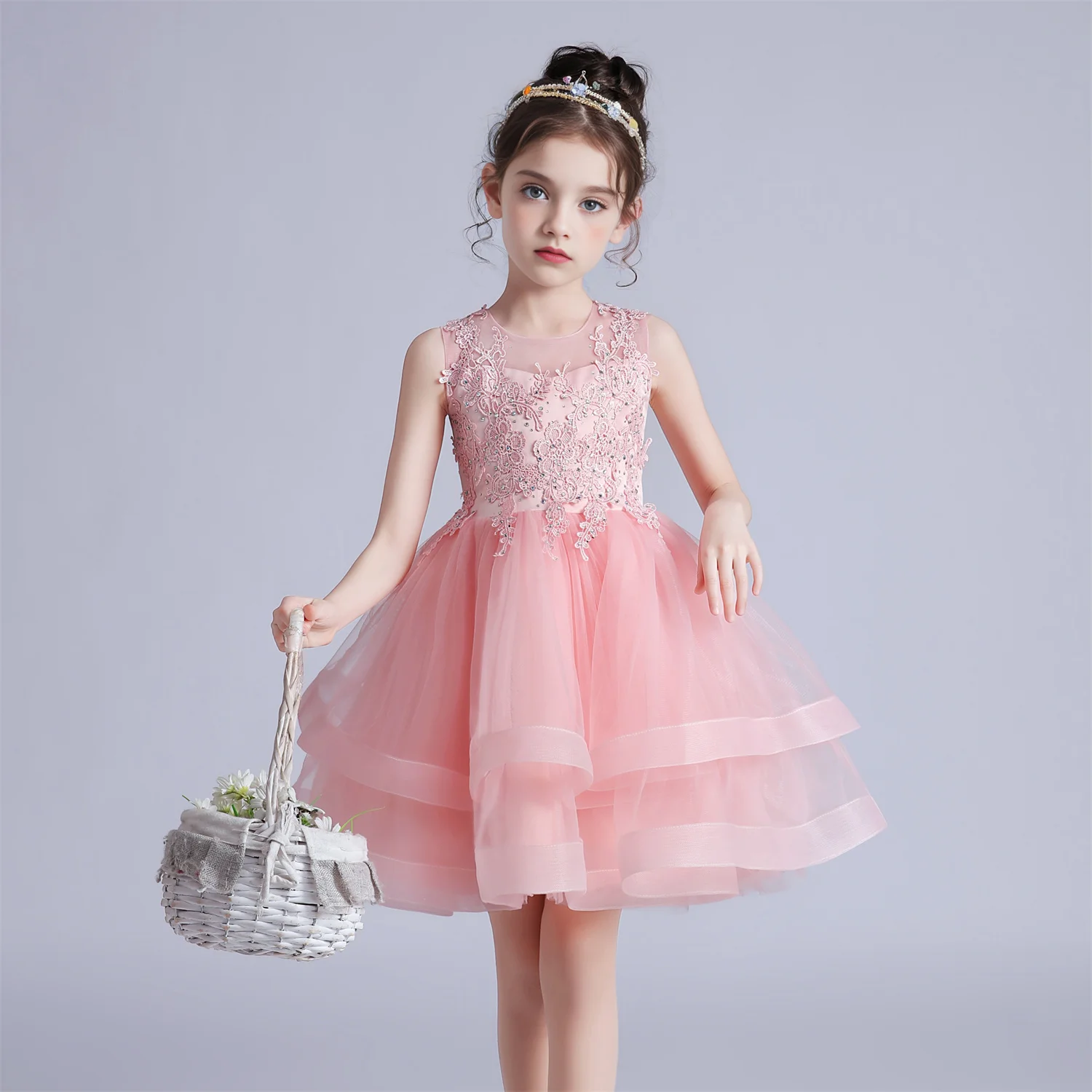 3-10 Years Baby Girls Princess Dress Summer Ball Gown Wedding Dress Piano Performance Costume Host Costume Children\'s Clothing