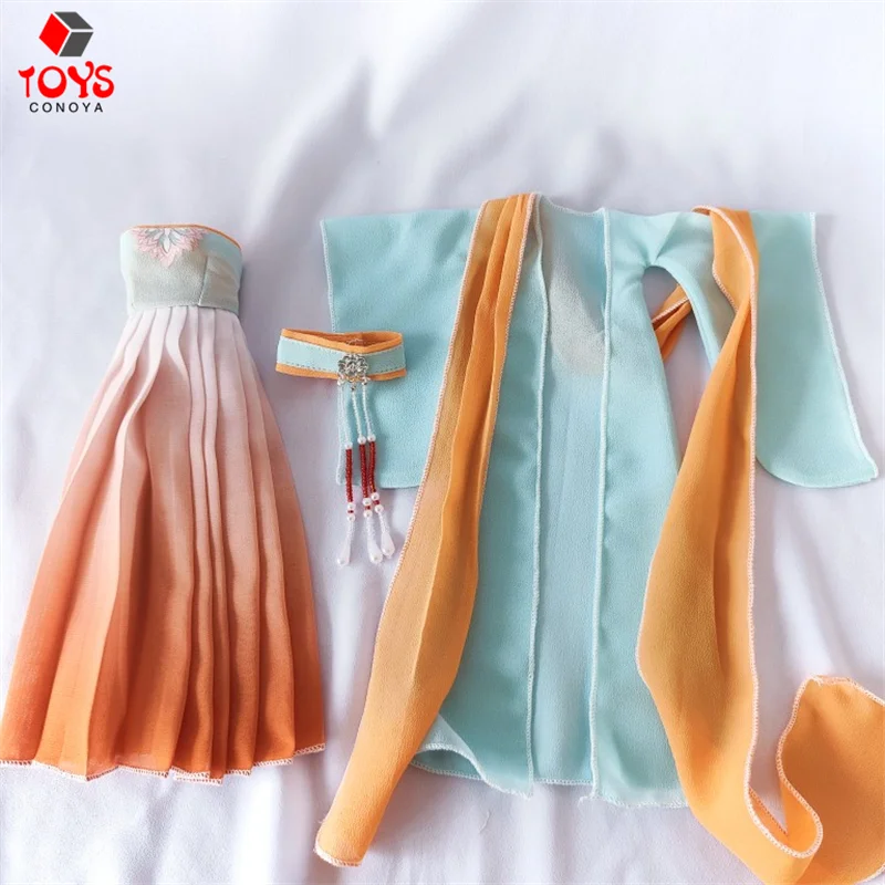 Model Pakaian Kuno Tiongkok Hanfu Dinasti Tang Skala 1/6 Cocok untuk Boneka Tubuh Figur Aksi Prajurit Wanita 12 Inci