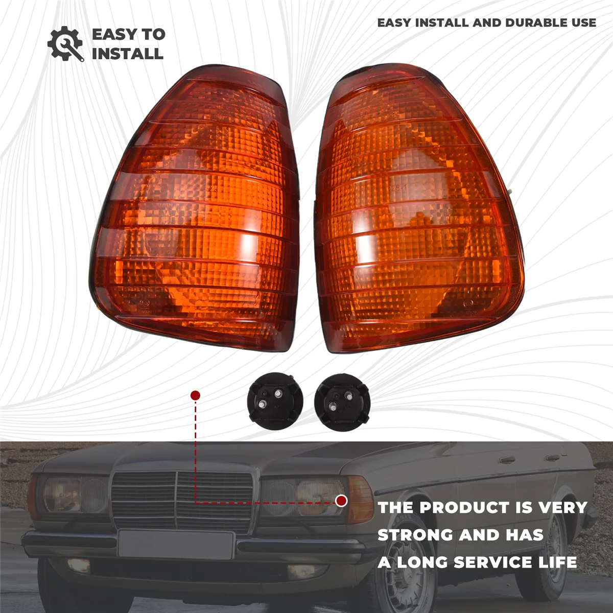 

Durable Car Turn Signal Corner Light for Mercedes Benz W123 1976-1984 Yellow