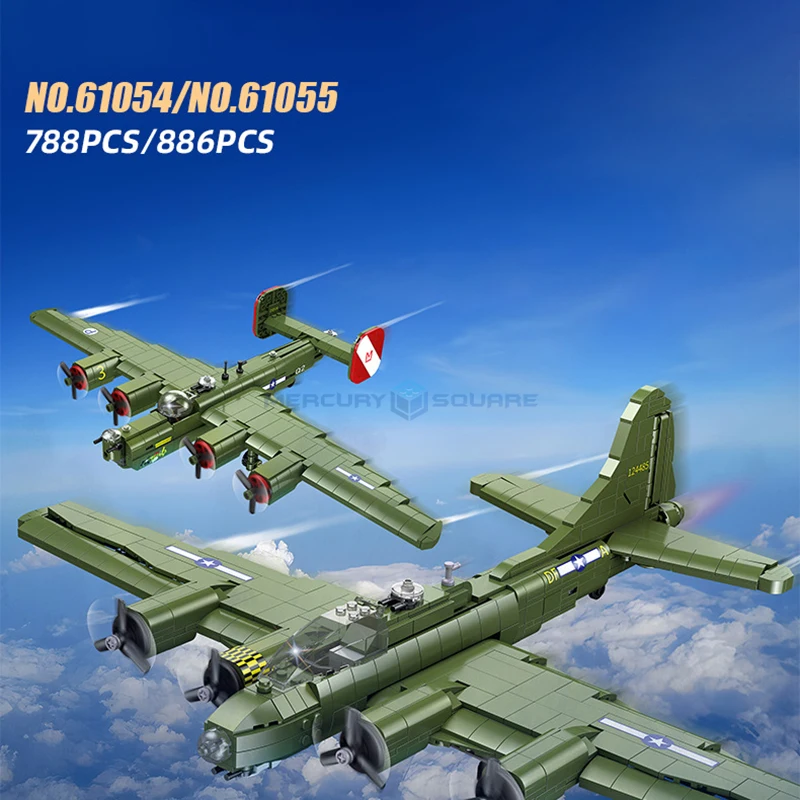 Long Range Bomber Fighter MOC 61054 Battle Tank Model Bricks Modern Military Plane Transport Building Blocks Toy Gift Boys Kids