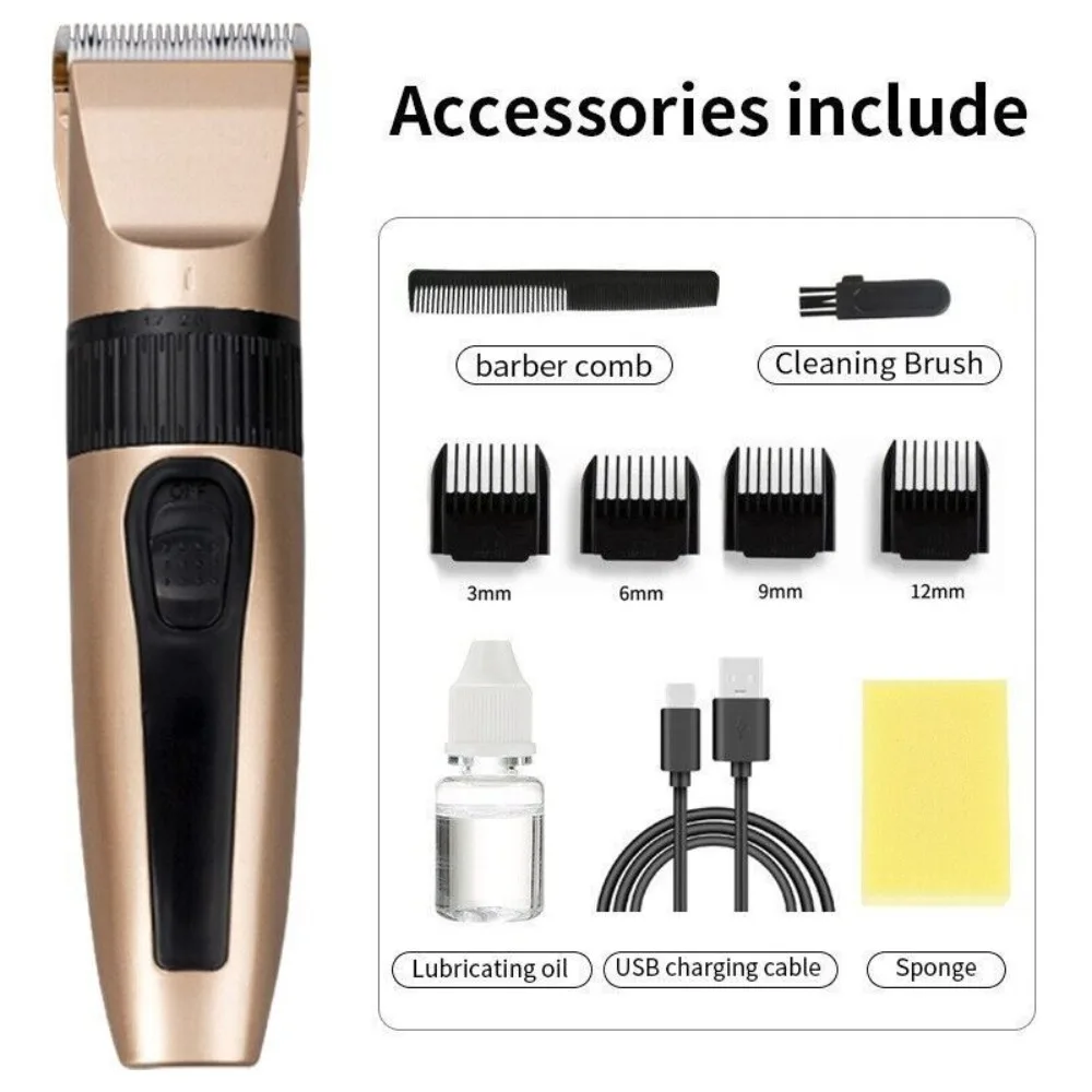 Professional wireless hair clipper men's hair clipper set with electric shaver, electric beauty clipper, USB charging shaver equipped with 4 different accessory heads for beard and beard trimming, hair cutting, body grooming, and detail treatment