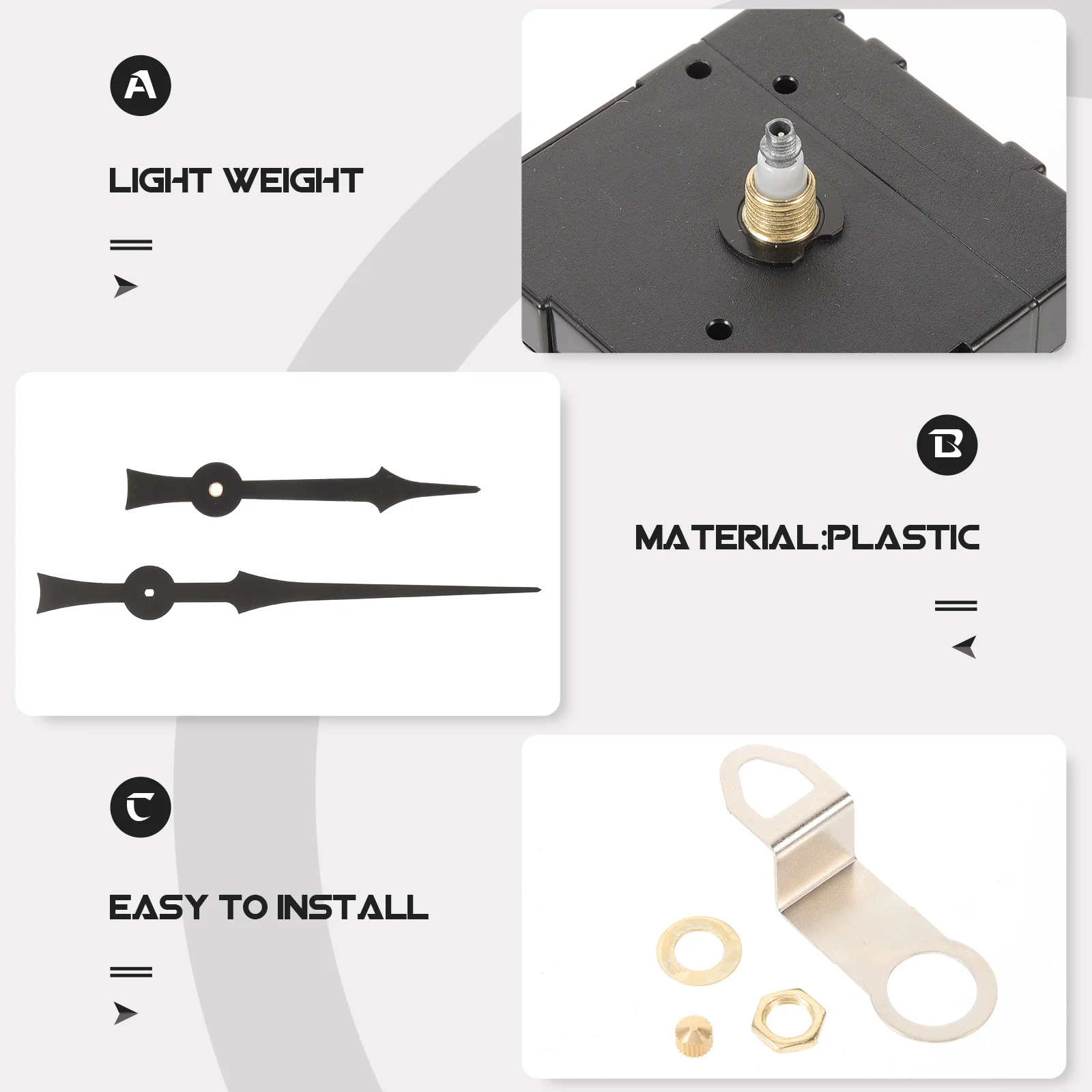 

1Set Clock Movement Kit Professional DIY Wall Clock Mechanism Replacement Parts Durable Silent Motor Accessories