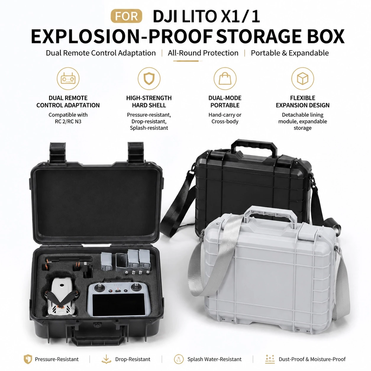 

Explosion-proof Box Shockproof Waterproof Hard Shell Case For DJI Lito 1/Lito X1 RC 2/RC N3 Drone Accessories