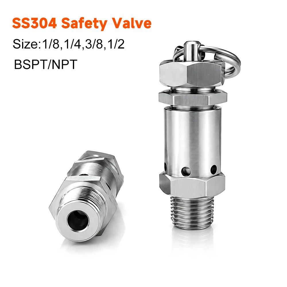SS304 Mini Spring Automatic Safety Valve BSPT/NPT 1/8