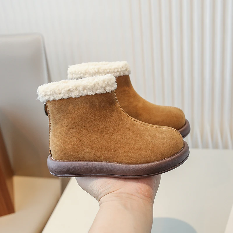 Kids Snow Boots Brown/Khaki Non-slip Feet Winter Outdoor Suede Warm Snow Boots for Girls Size 22-36 Sandalias De Mujer