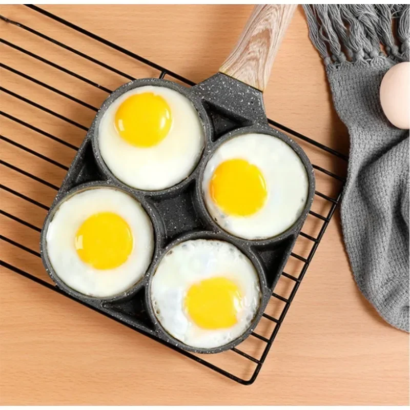 

2/4-Hole Frying Pot Pan Thickened Omelet Pan Non-stick Egg Pancake Steak Pan Cooking Egg Ham Pans Dual Purpose Cookware