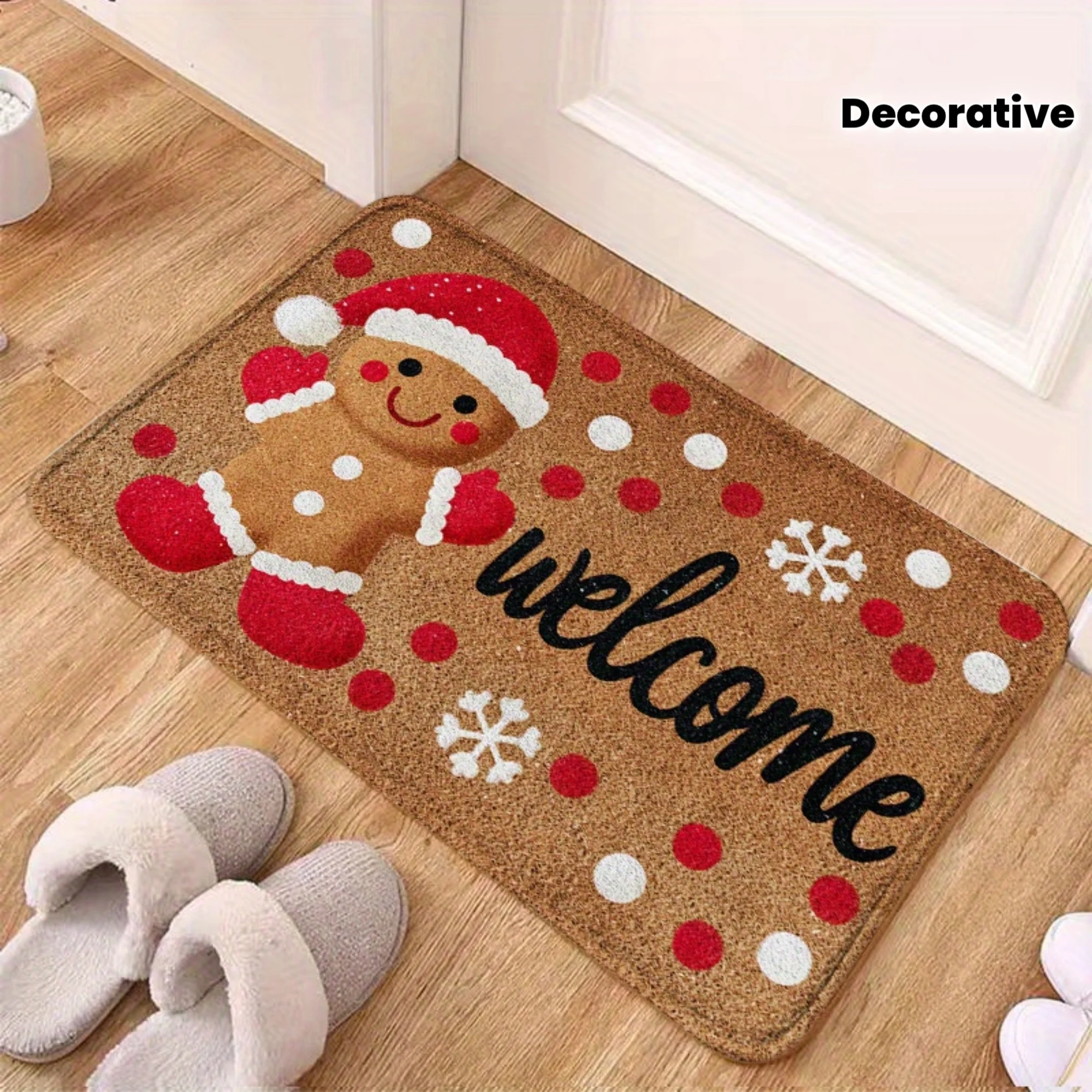 VIKAMA Christmas Doormat Non‑Slip Front Door Rug Washable Indoor Outdoor Xmas Gingerbread Winter Holiday Welcome Mat