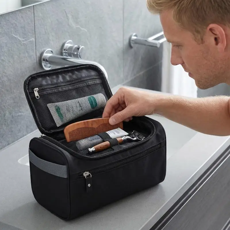 Women Makeup Organizer Bag for Travel Large Cosmetic Toiletry Wash Storage Multi Function Pouch for Business and Daily Use