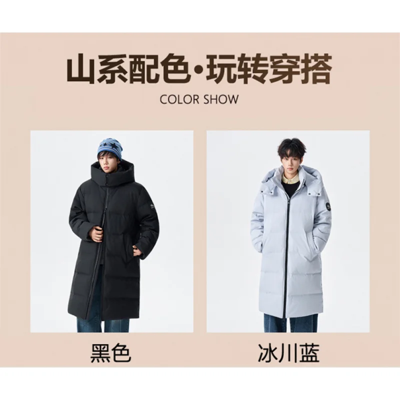 Jaqueta masculina GIOIOM, casaco longo de inverno com penas de pato branco, quente, solto, casual, casaco de algodão, jaqueta masculina