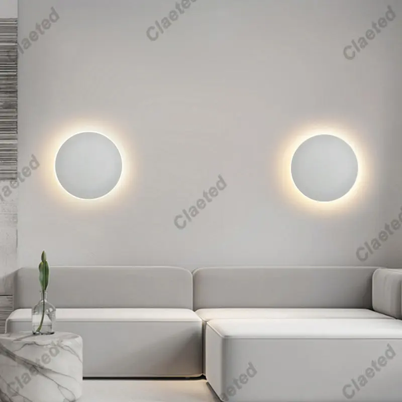 Nordic Circular 30cm Wall Lamp Touch Dimming LED Human Sensing Living Room Corridor Decoration Indoor Lighting Fixtures