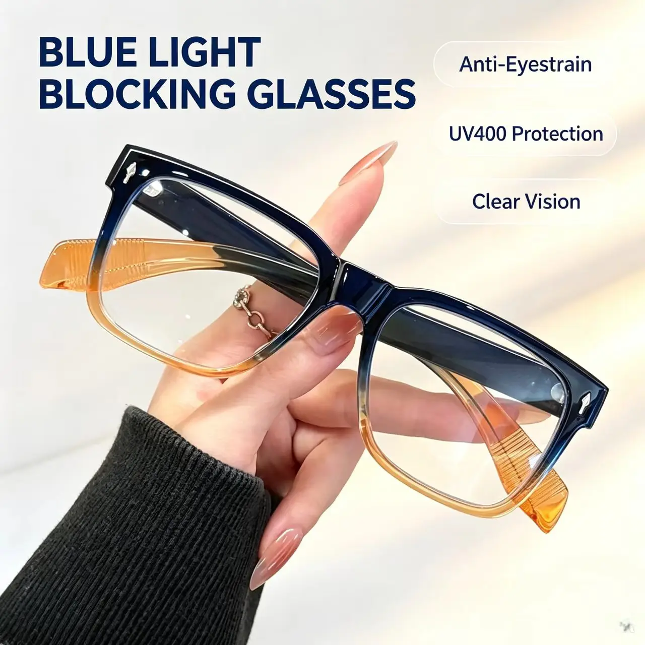 26New Fashion Square Anti‑Blue‑Light Reading Glasses Retro Tortoise Frame Presbyopia Eyewear Reduce Eye Strain For Daily Reading