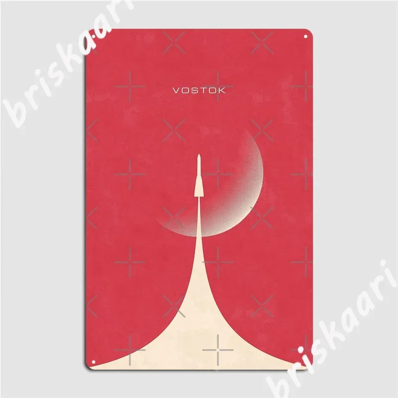 Vostok Rocket Minimal Retro Design Moon Red Metal Signs Club pub Garage Classic Plaques Tin sign Posters