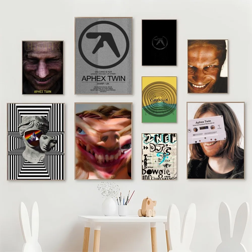 1PC Aphex Twin DJ Retro Print Poster Paper Waterproof HD Sticker Bedroom Entrance Home Living Room Bar Wall Decoration