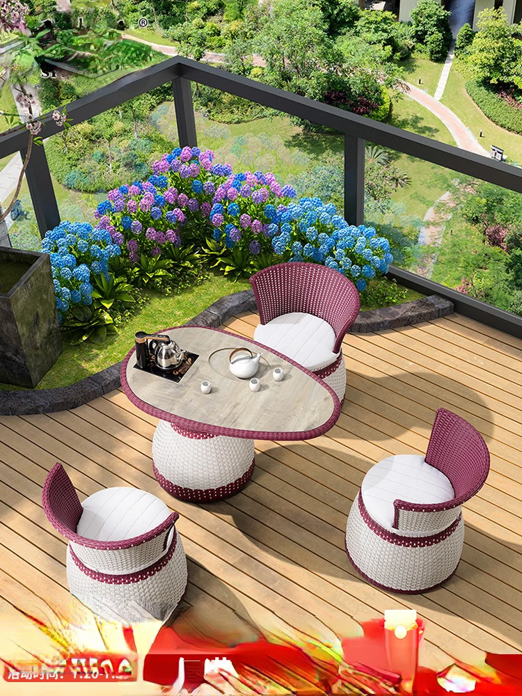 

Balcony tea table, home small tea table, home leisure small apartment kung fu tea table, new Chinese tea table and chair