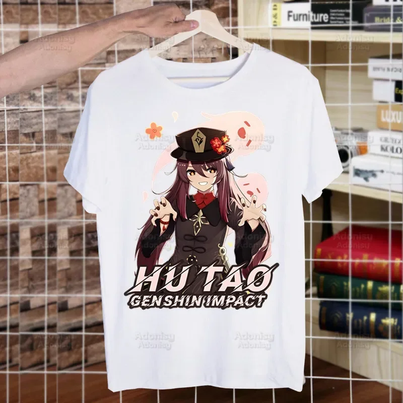 Genshin Impact HuTao Cartoon Kawaii Men's Tshirt Cute Shirt Mens Fashion T-Shirt For Men Casual Tops Short Sleeve