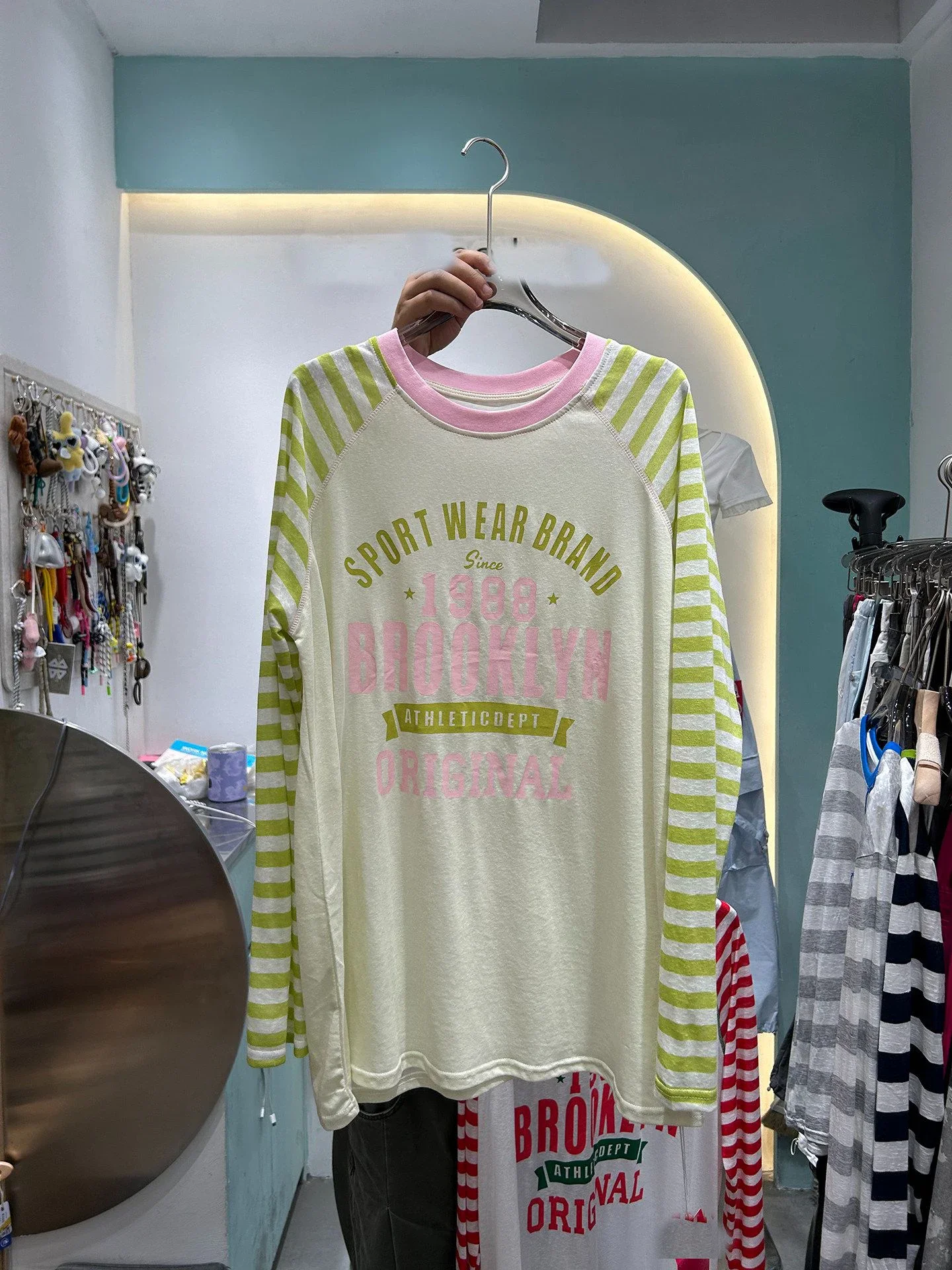 Vintage American Sport Letter Print Raglan Long Sleeve T-shirt Unisex Casual Streetwear Couple Matching Daily Loose Fit Top