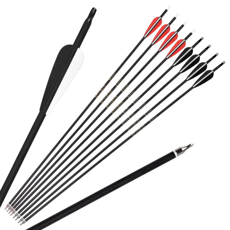 

Archery 30.1inch Mixed Carbon Arrow ID 6.2mm OD 7.8mm Training Outdoor Competition Arrow For 20-50Lbs Recurve Bow