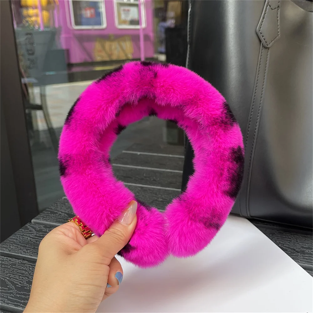 New Luxury Lady Hair Clips Winter Real Rabbit Fur Headband For Women Accessories Solid Head Wraps Warm Furry Hair Bands Gift