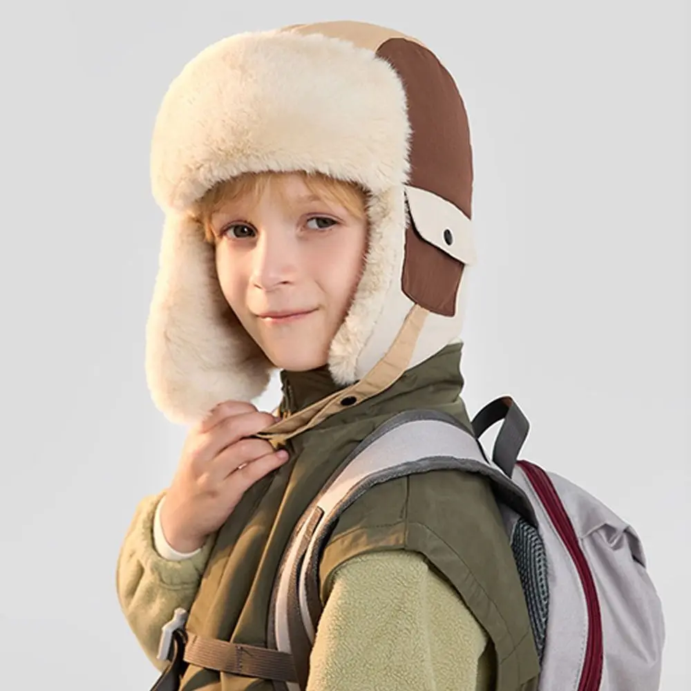 Fashion Warm Children's Winter Hats Windproof Thickening Pilot Hat Cold Proof Ski Hat Boys Girls