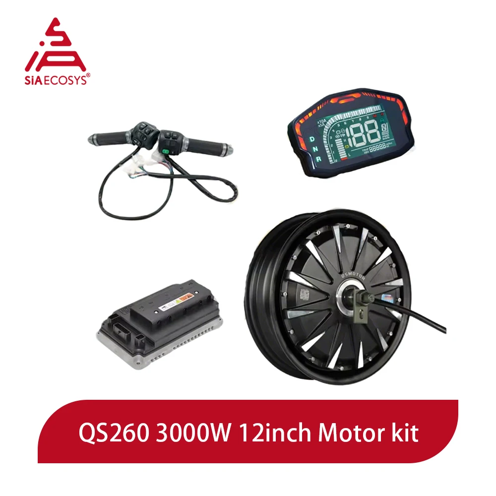 

QSMOTOR QS260 12-дюймовый 72 В 3000 Вт мотор-концентратор EM100SP Комплект контроллера Plug & Play для высокоскоростного электронного скутера/электронного мотоцикла 70 кPH проверен