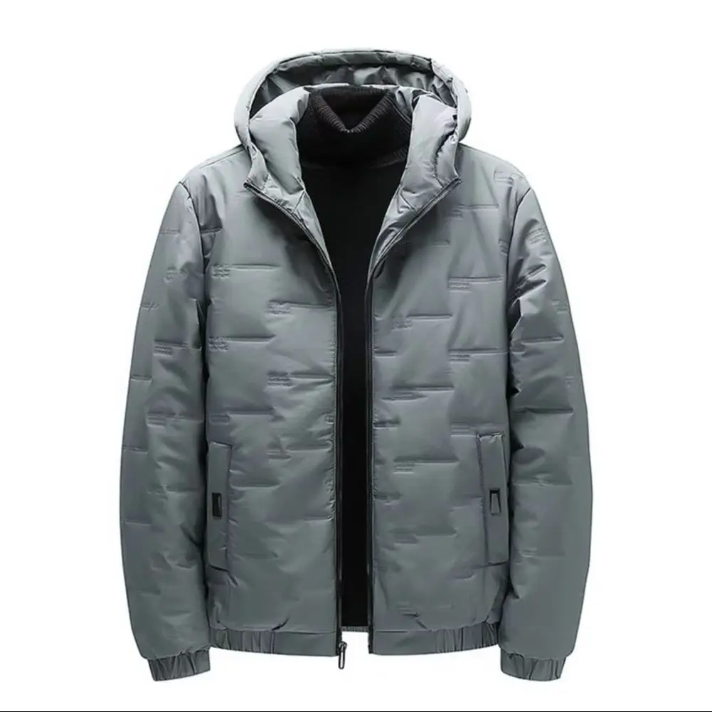

2026 Мужская куртка, короткая пуховая хлопковая куртка, осенне-зимняя хлопковая куртка с капюшоном, плотное и теплое однотонное зимнее пальто на молнии