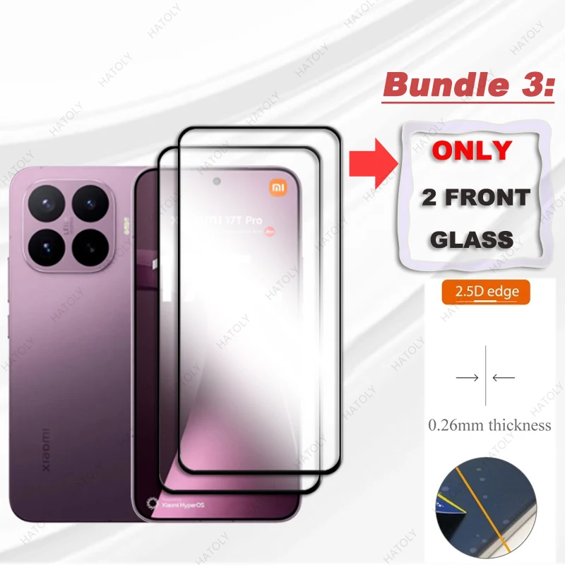 Für Xiaomi 17T Pro Glasfolie mit schwarzem Rand, Schutzfolie für Xiaomi 17T Pro, Displayschutzfolie, Kameralinsenschutz für Xiaomi 17T Pro