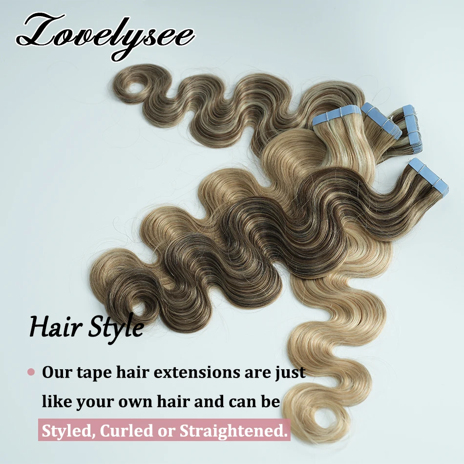 80G 40Pcs Body Wave Tape In Human Hair Extensions Seamless Invisible Glue Natural Color 100% Remy Human Hair Tape Ins For Woman