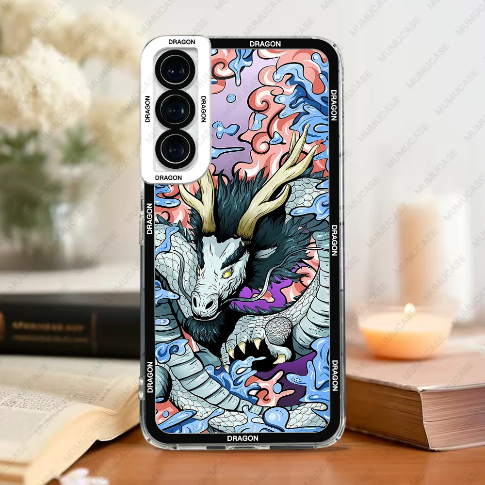 Case For Samsung Galaxy S20 S21 FE S22 S23 Ultra A13 A32 A33 A50 A52 A53 A73 A54 A14 Soft Cover Dragon Art