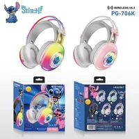 Disney Stitch Headphone RGB Light Earphones Bluetooth Wireless Foldable Computer Noise Reduction Stereo Gaming Headset PG-706