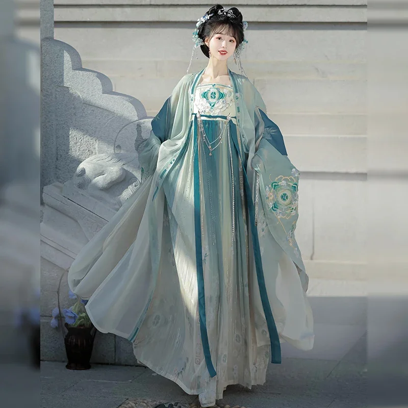 

Chinese Traditional Tang Dynasty Hanfu Female Ancient Costume Princess Elegant Fairy Skirt Cosplay Dance Performance Costume