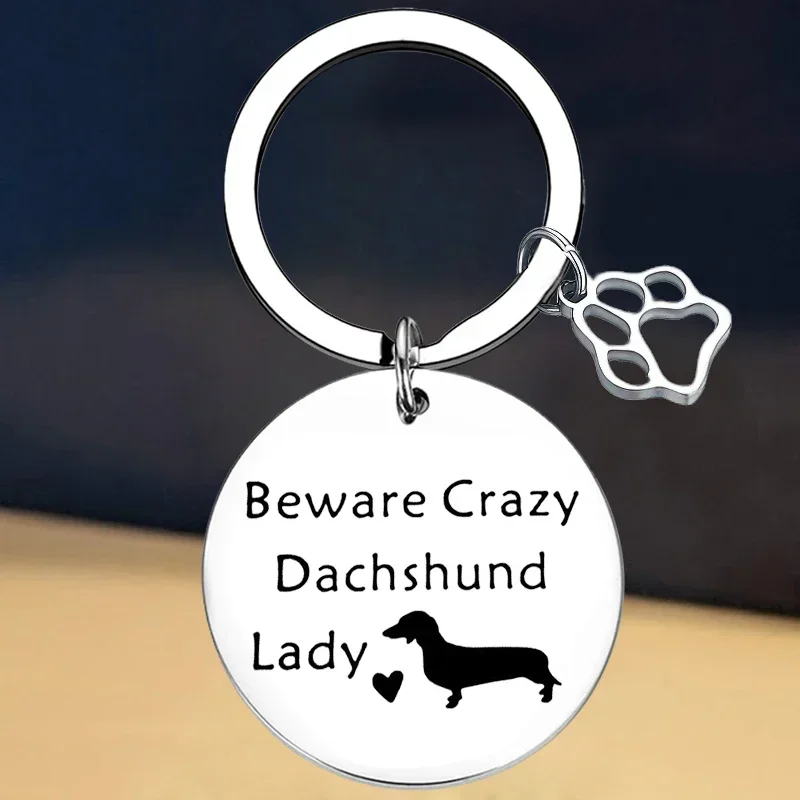 New Dachshund Gifts Keychain Crazy Dachshund Lady Key Rings animal Dachshund Lover Gifts Dog Owner Gifts