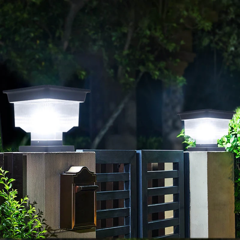 Modern Waterproof LED Solar Power Main Gate Column Light for Outdoor Home Garden Pillar Wall Post Sunlight Lamp