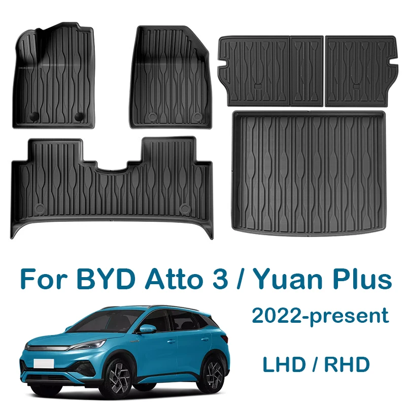 Car Floor Mats For BYD ATTO 3 Yuan Plus 2022+ Cargo Liner Backrest Mat Waterproof Non-slip All Weather LHD RHD Car Accessories