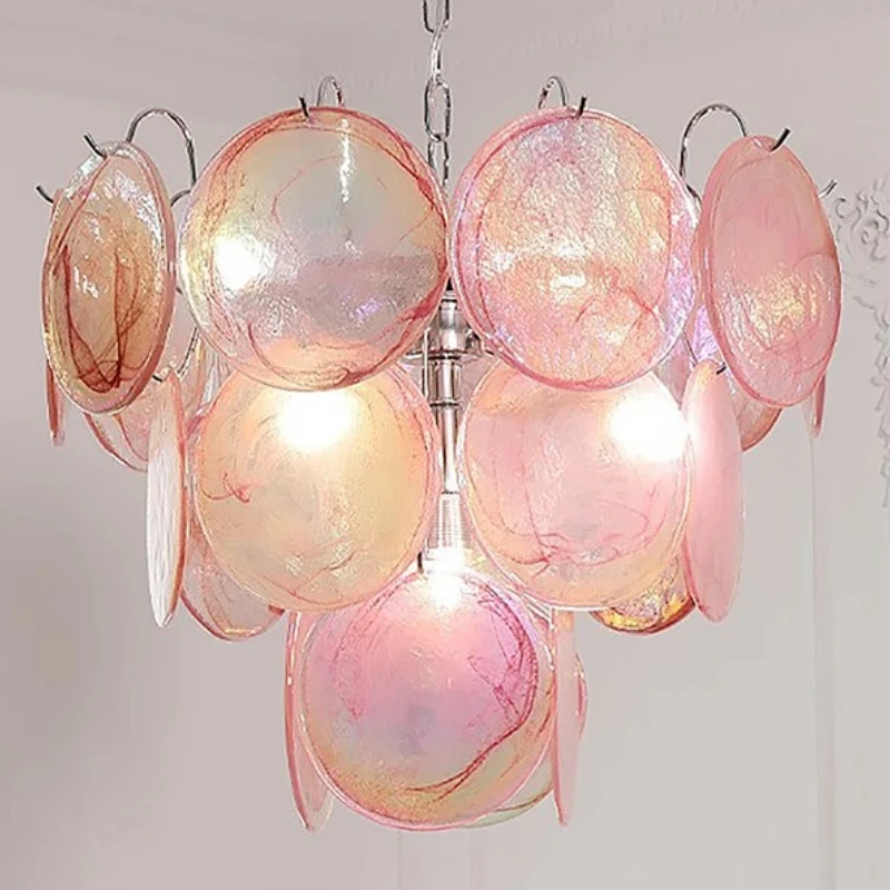 الأحمر سحابة الزجاج الثريات LED تركيبة إضاءة خمر إيطاليا مصمم مصباح معلق للسقف غرفة الطعام ديكور بريق بهو