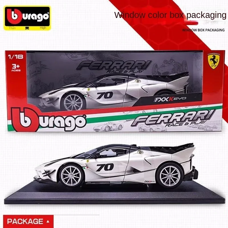 Bimeigao-ferrari fxxk evoシミュレーションカー,男の子用スポーツカー,ギフトコレクション,1:18