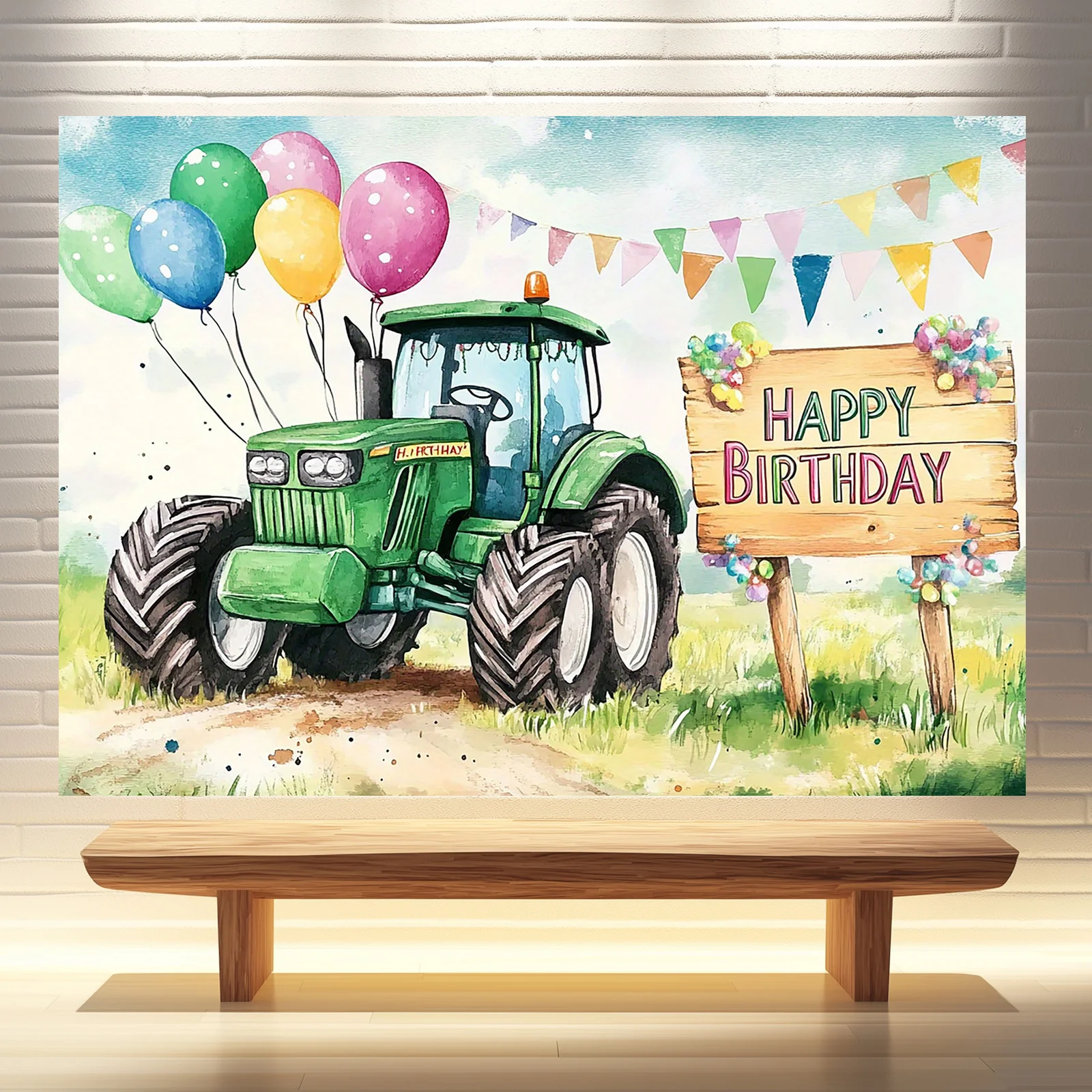 

1 шт. флаг из полиэстера на фермерскую тематику, зеленый трактор и воздушный шар, многоцелевое украшение для вечеринки