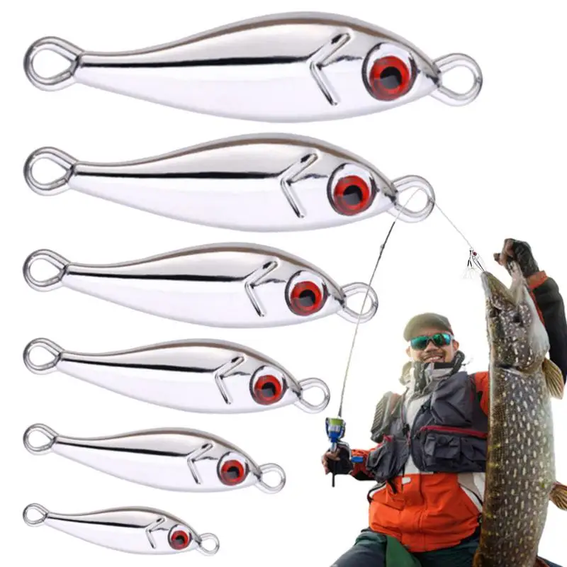 

Fishing Lures Artificial Metal Hard Bait Sequin Jig Lures Set Of 6 With 3D Eyes & Hook For Bass Catfish Trout Fly Fishing