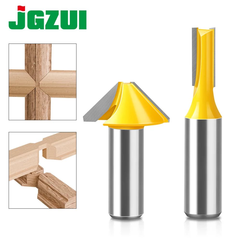 2pc/set Frame Tenon Joint 1/2 Handle Woodworking Milling Cutter Flat Bottomed V-shaped Door &window Tenon Joint Panel Splicing