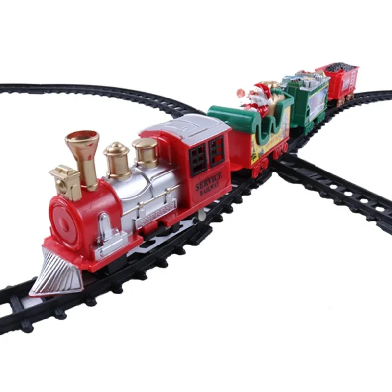 Trem de natal árvore de natal decoração para casa 2025 ornamentos pista pequeno trem música papai noel trem conjunto crianças presente natal