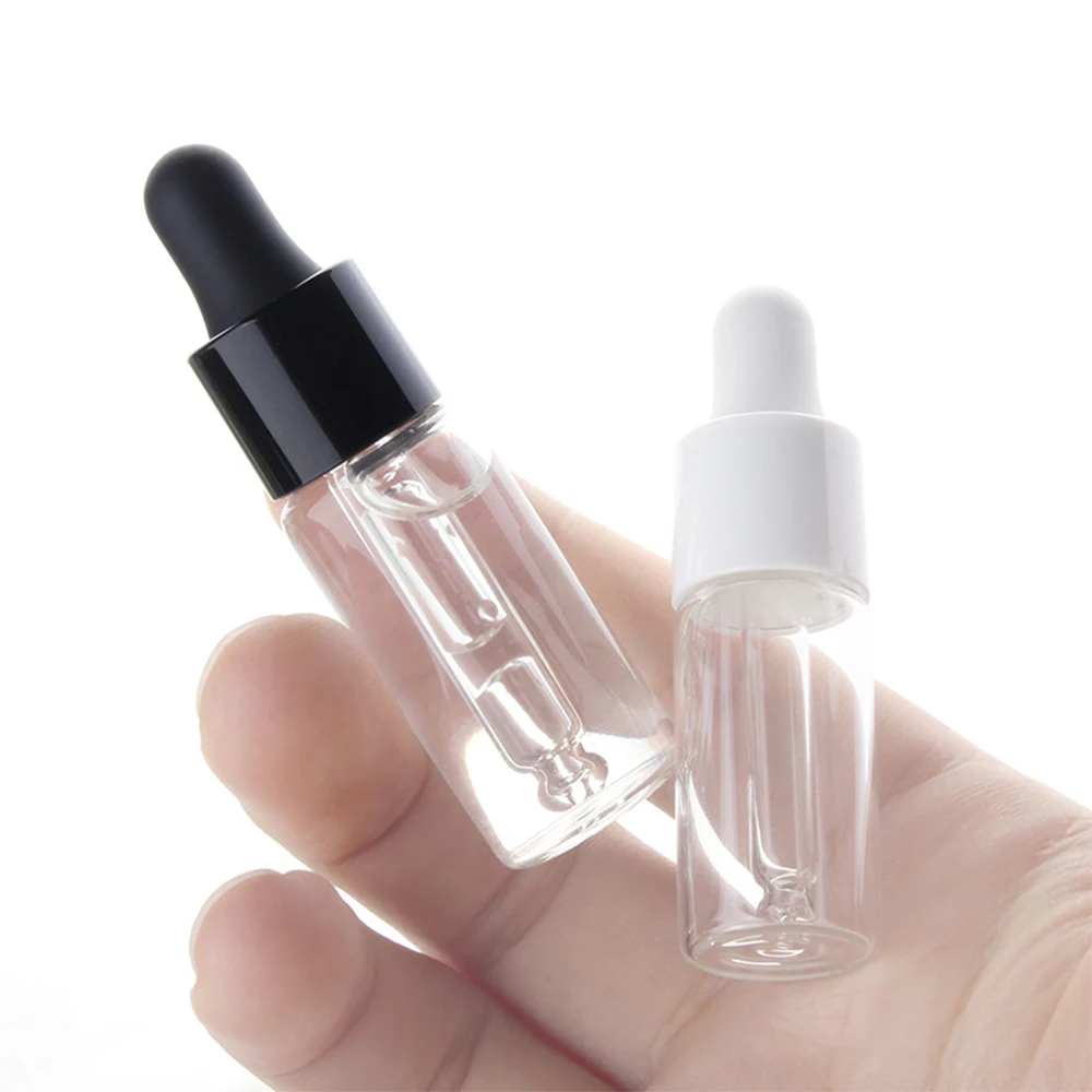 50pcs/100pcs 5ml 10ml 15ml 20ml clear Glass  Dropper Bottle Jars Vials With Pipette Smooth