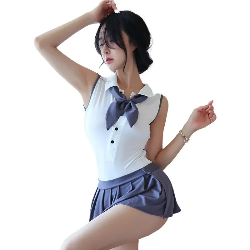 Sexy Babydoll Campus uniform sailor suit jumpsuit bed without detachable file Adult woman disguise role play outfit maid cosplay