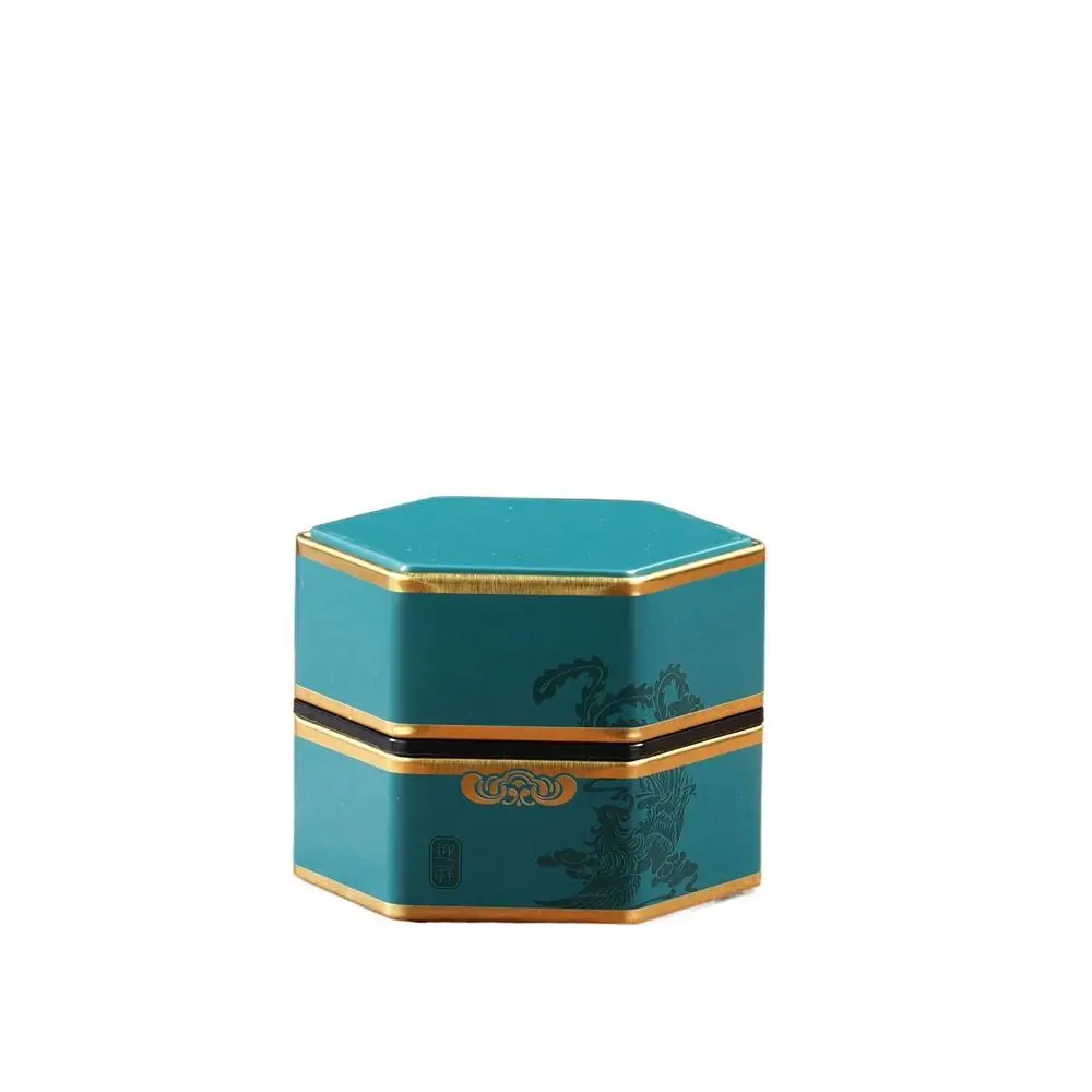 

Tinplate Portable Tea Storage Container Hexagonal Tea Set Accessories Empty Tea Box Tea Pot Tea Organizer Tea Storage Tank