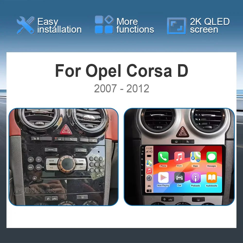 Radio para Auto Android 16 con Carplay para Opel Corsa D 2007 2008 2009 - 2012 Reproductor Multimedia para Auto 2k Autoradio GPS Navegación 2