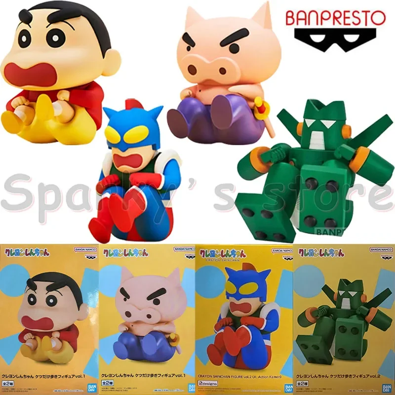 Bandai Original Crayon Shin-chan Anime Figure BURIBURI ZAEMON Action Kamen Action Figure Toys For Boys Girls Kids Birthday Gifts