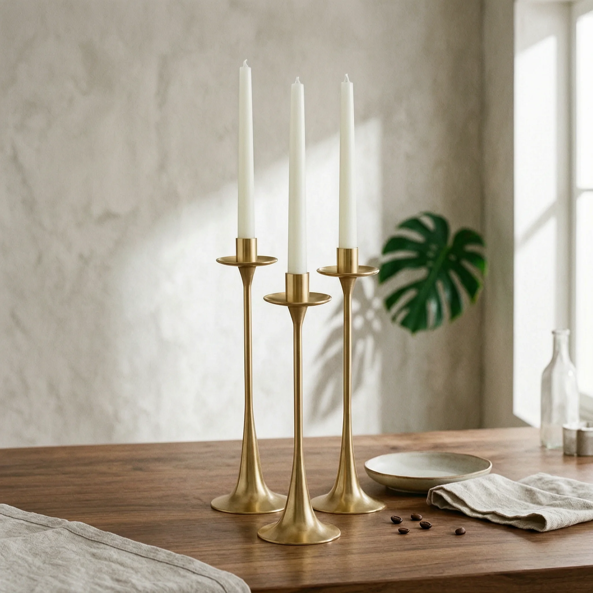 Candle Holder with Four Cups Sculptural Candelabra Candelabro Con Paralumi Ferro Decor Acrilico for Dining Room, Hotel Lobby
