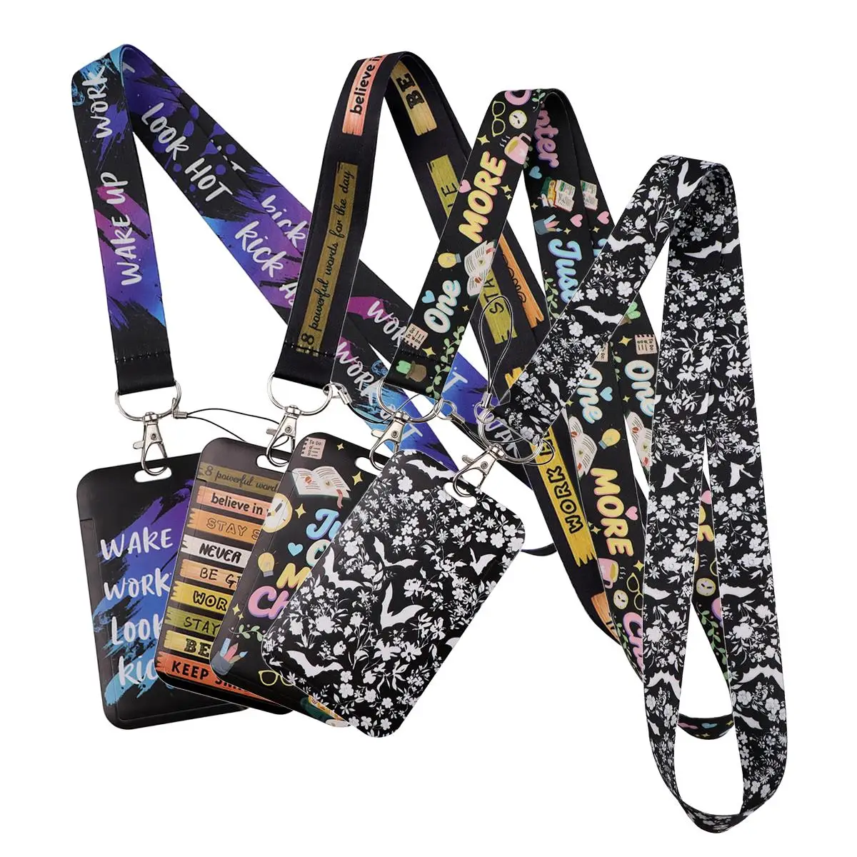 Positive Bookish Fitness Quote Lanyard Neck Strap Keychain ID Card Cover Badge Holder Mobile Phone Hang Rope Keyring Accessories