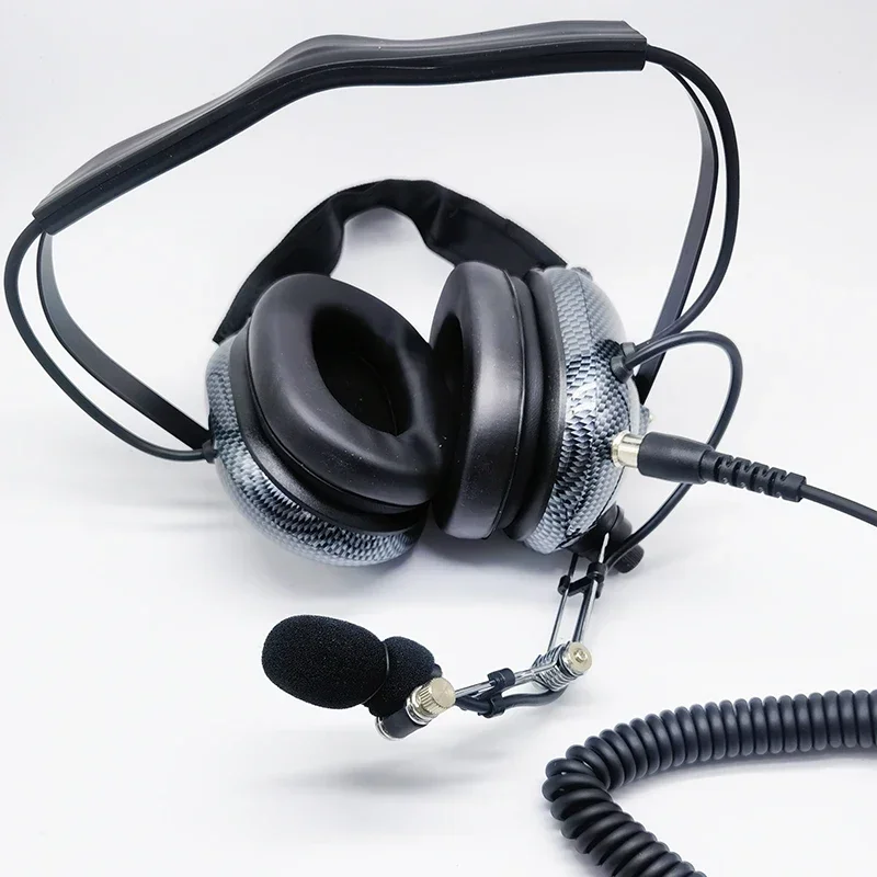 ‎H41-CF Carbon Fiber Aviation Helicopter Headphone U174 Pilot Headset, Active Noise Cancelling Behind the Head for Racing Radio