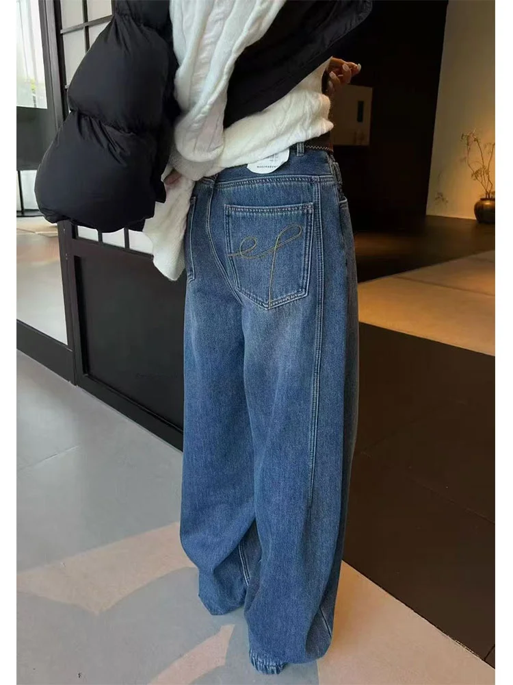 

Новые зимние женские прямые джинсы больших размеров Thiened Cosite Fce, широкие джинсы, свободные брюки длиной до пола