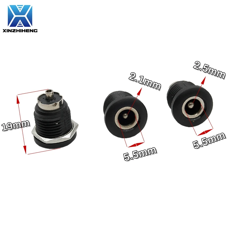5pcs DC022D 5.5*2.1/5.5*2.5mm Large Current DC Power Socket 5.5x2.1mm/5.5x2.5mm Female Panel Mount Charging Dock Connector