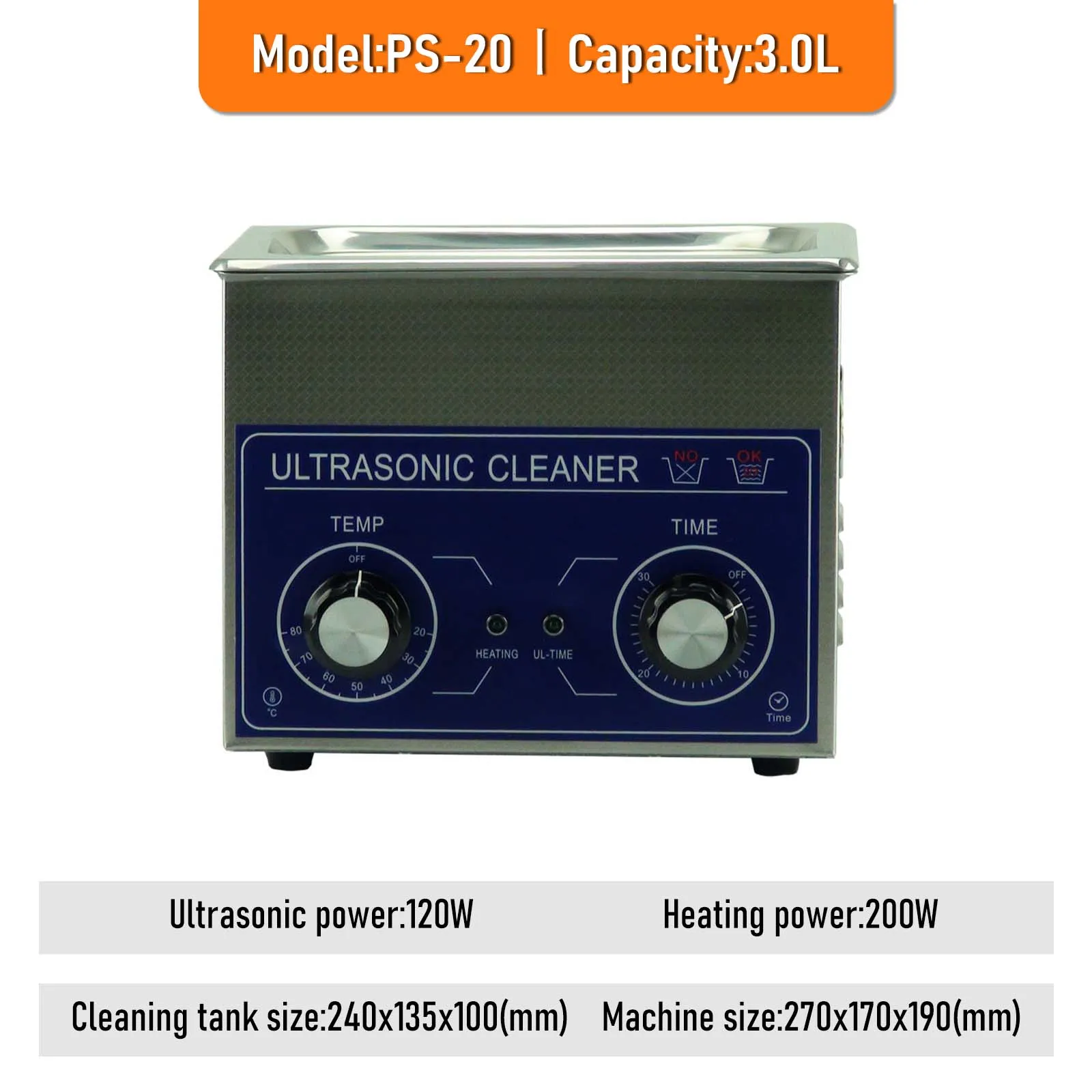 

Professional 3L Ultrasonic Cleaning Machine: Featuring Heater, Timer, and Stainless Steel Tank, Ideal for Cleaning Tools